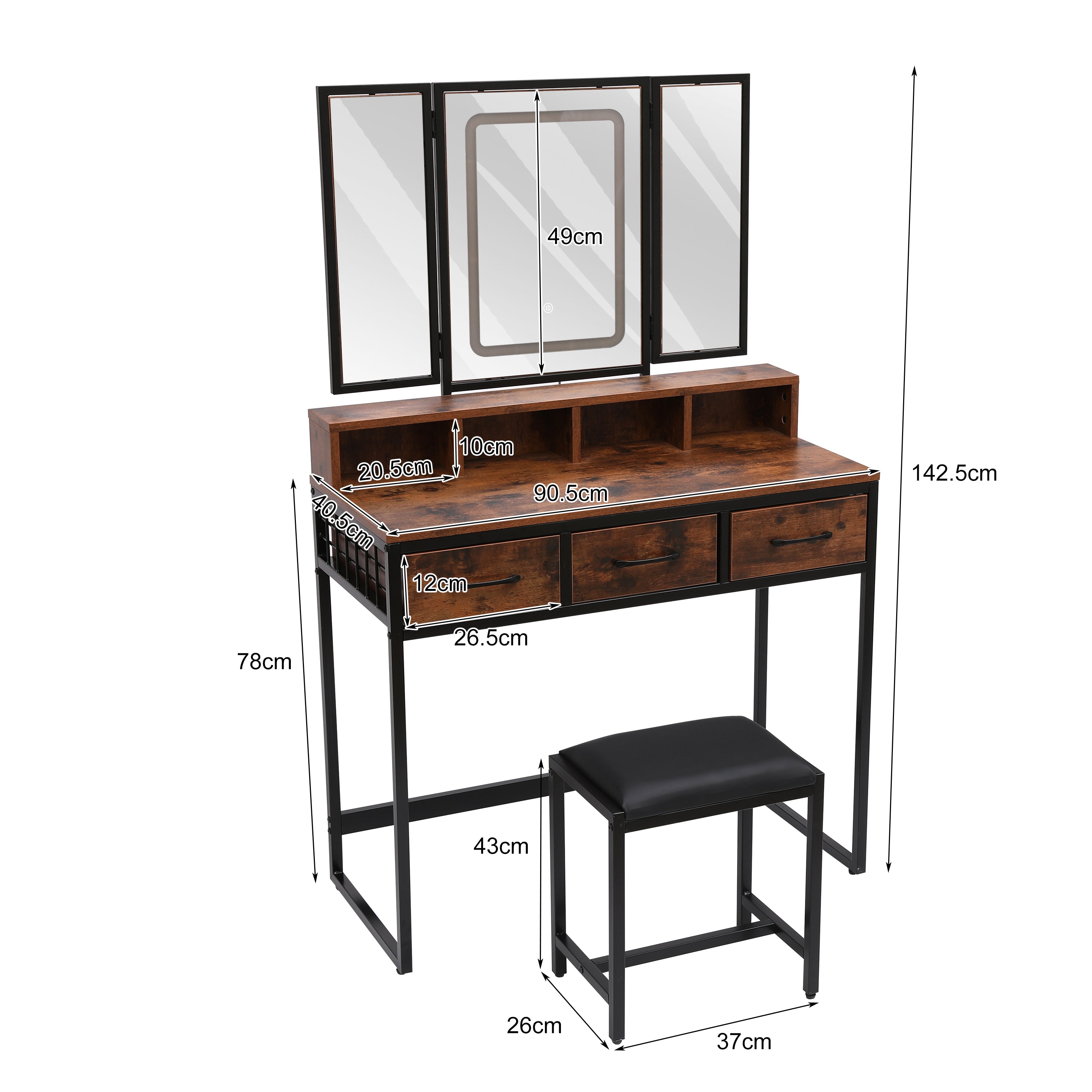 Coiffeuse - Bentley | Table de maquillage au look industriel 