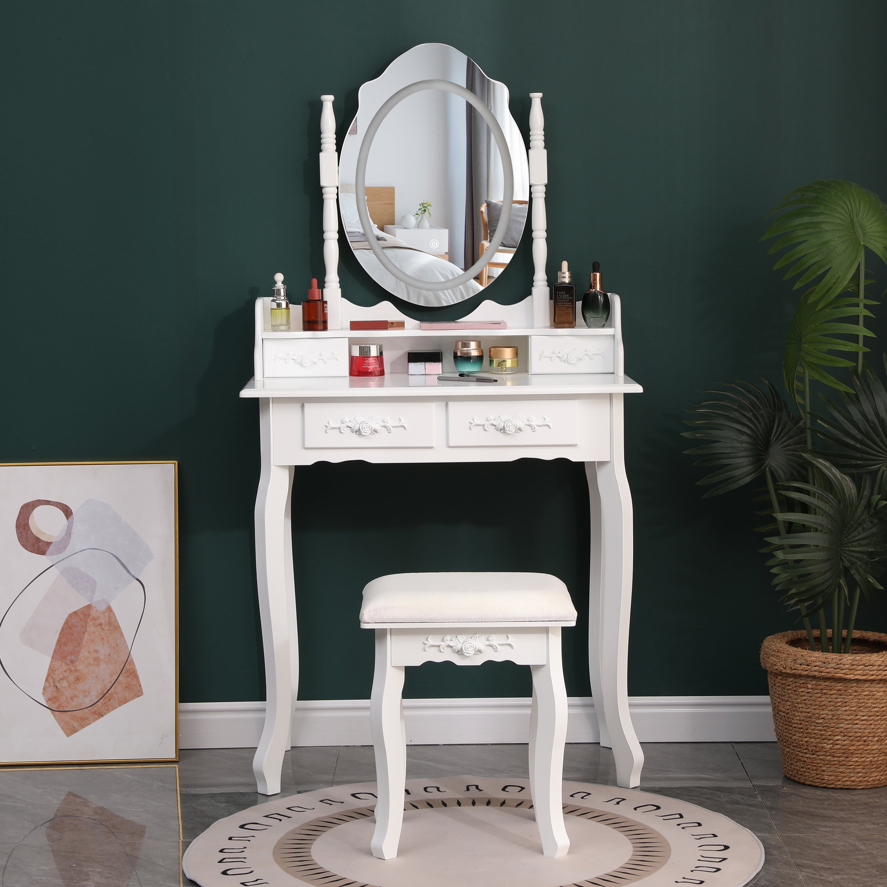 Coiffeuse - Penelope | Table de maquillage Chic Blanc