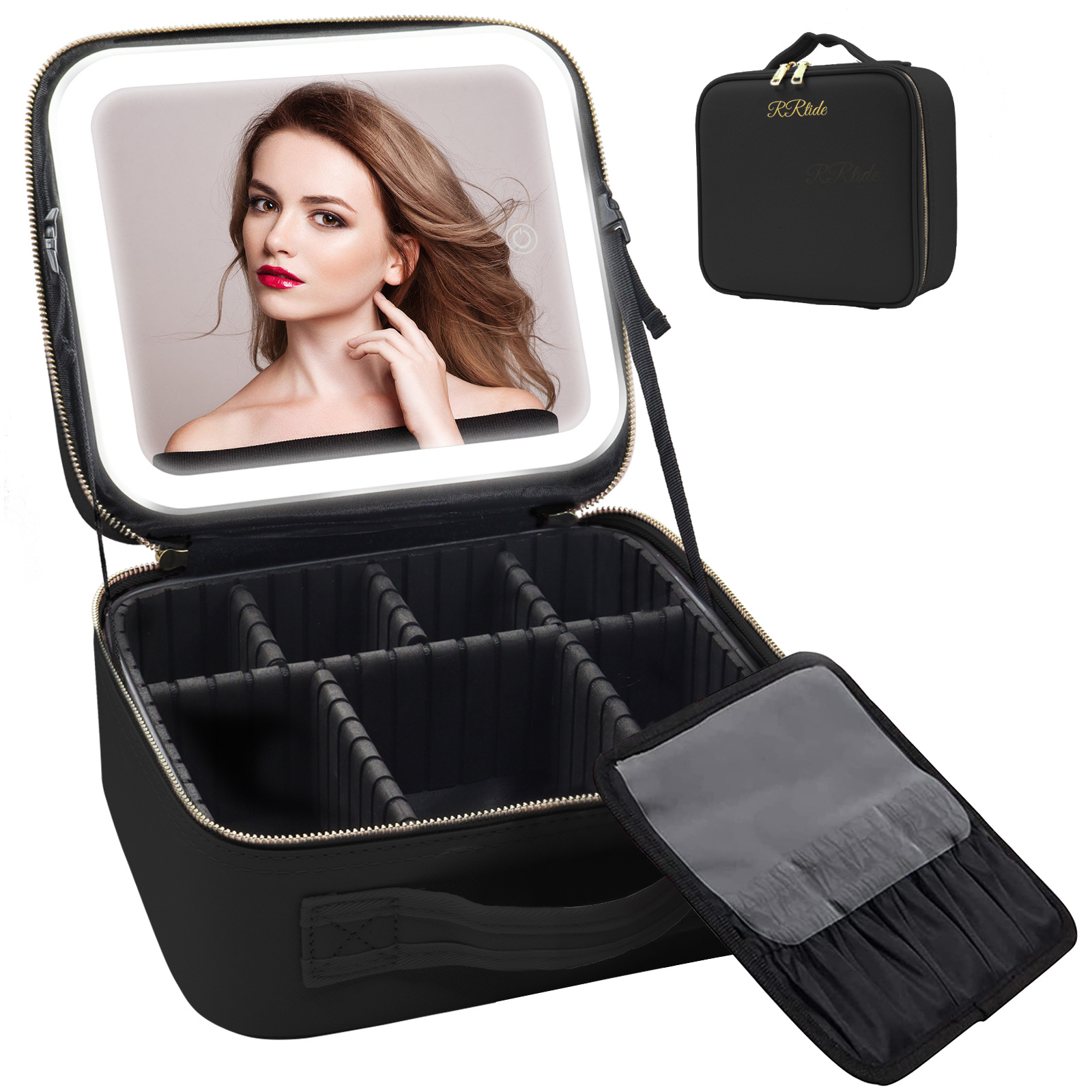 Trousse de maquillage de luxe avec LED | Noir